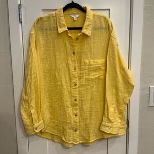Time and Tru Women’s Button Up Shirt XL(16–18) Sunshine Yellow 100% Cotton women